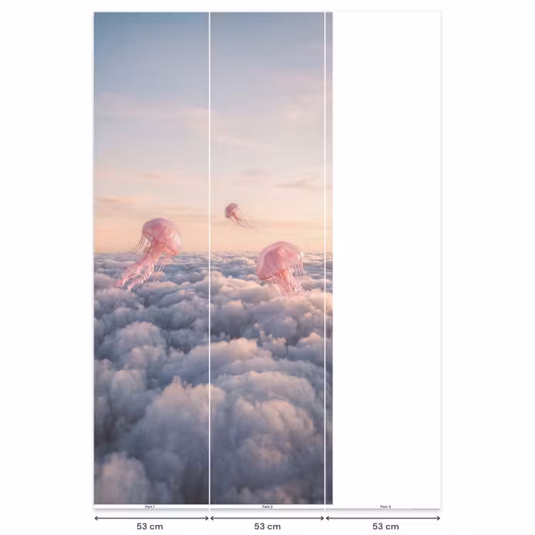 Behang - Roze dier - Wolken - Roze dier - Wolken Behang Vlies klein