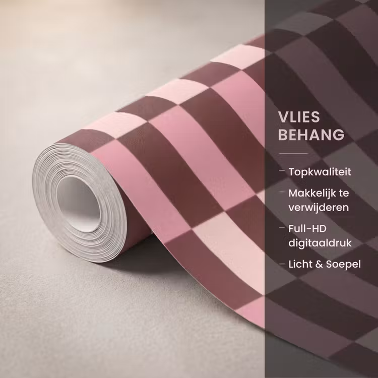 Roze - Rood - Blokjes Behang Vlies klein 1076 -USP_closeupNL