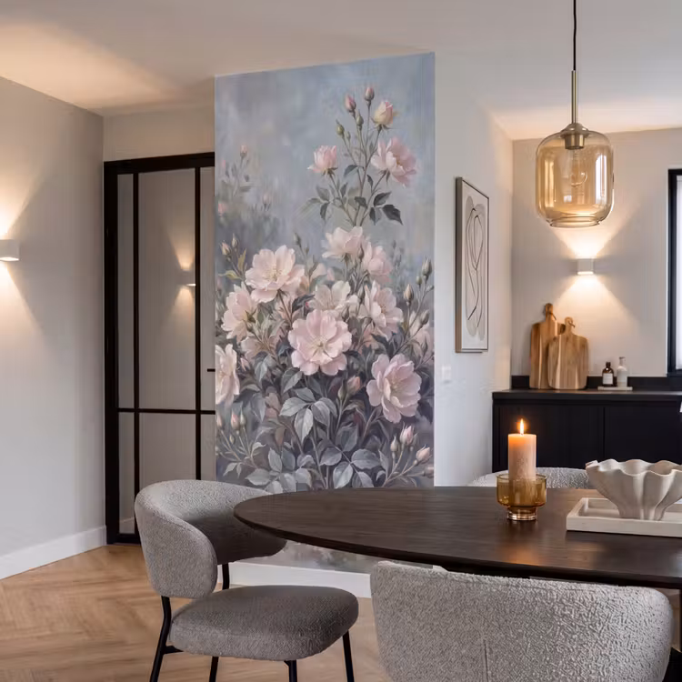 Rozen - Illustratie - Roze Behang Vlies klein -sfeer3
