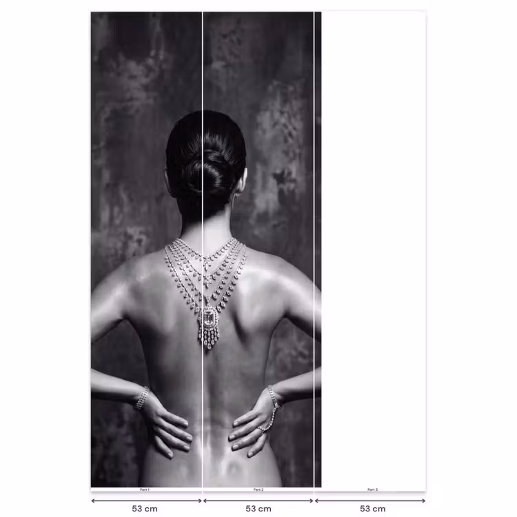 Rug - Ketting - Portret - Zwart - Wit - Glamour Behang Vlies klein -USP_banen