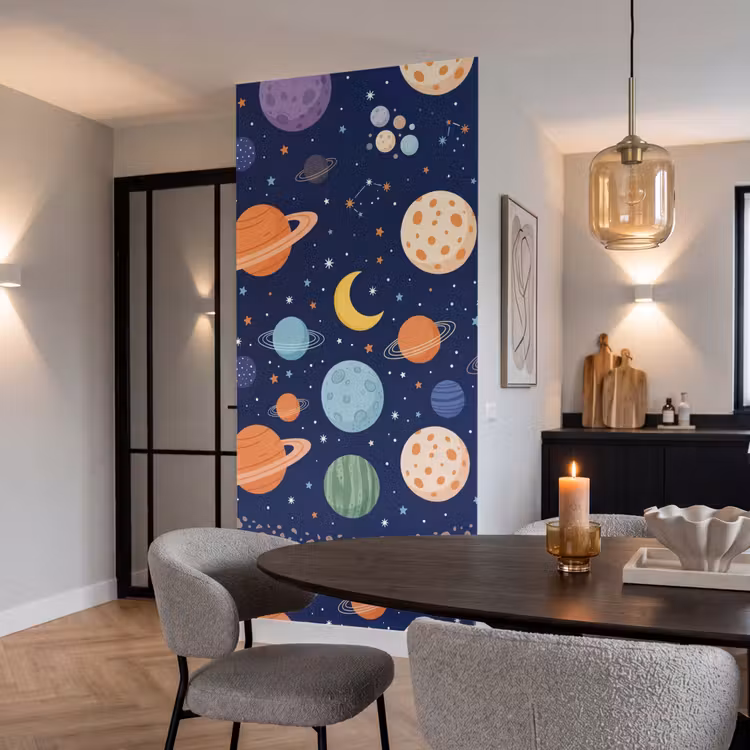 Ruimte - Planeten - Kleurrijk Behang Vlies klein -sfeer3