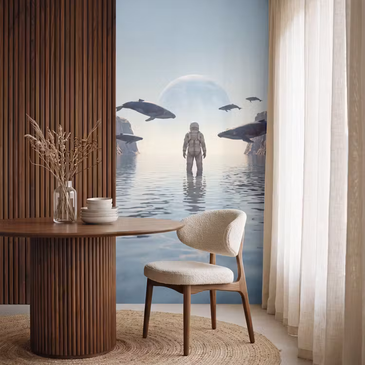 Behang - Ruimtevaarder - Walvis - Fantasie - Ruimtevaarder - Walvis - Fantasie Behang Vlies klein