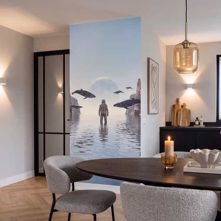 Behang - Ruimtevaarder - Walvis - Fantasie - Ruimtevaarder - Walvis - Fantasie Behang Vlies klein