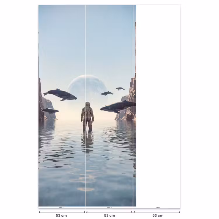 Behang - Ruimtevaarder - Walvis - Fantasie - Ruimtevaarder - Walvis - Fantasie Behang Vlies klein