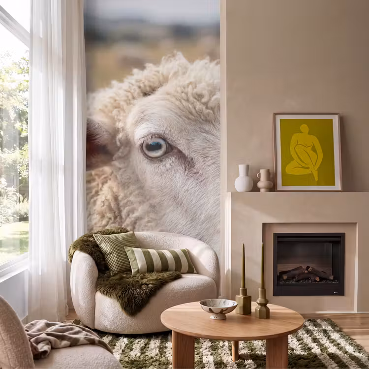 Schaap - Oog - Wit Behang Vlies klein -sfeer2