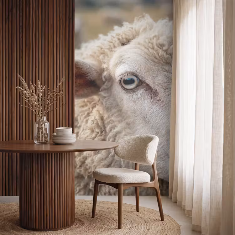 Schaap - Oog - Wit Behang Vlies klein -sfeer1