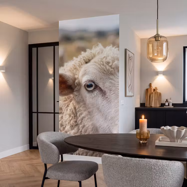 Schaap - Oog - Wit Behang Vlies klein -sfeer3