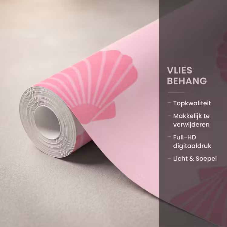 Schelp - Patroon - Zee - Modern - Roze Behang Vlies klein -USP_closeupNL