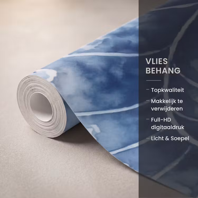 Schelp - Spiraal - Zeeleven - Aquarel - Blauw Behang Vlies klein -USP_closeupNL
