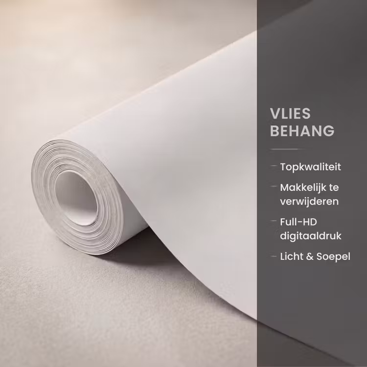Schotse hooglander - Zwart - Wit - Hout Behang Vlies klein -USP_closeupNL