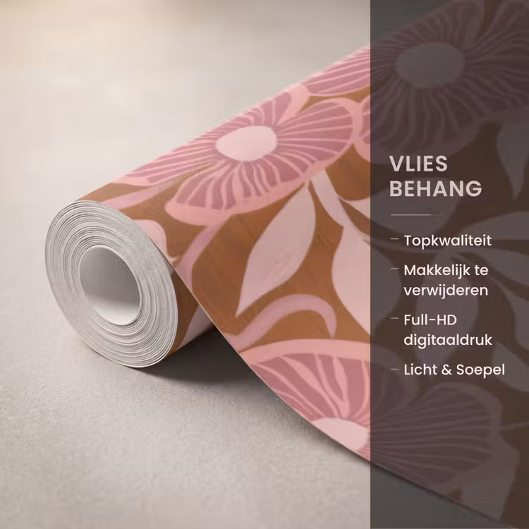 Sfeer - Bloemen - Roze Behang Vlies klein 1076 -USP_closeupNL