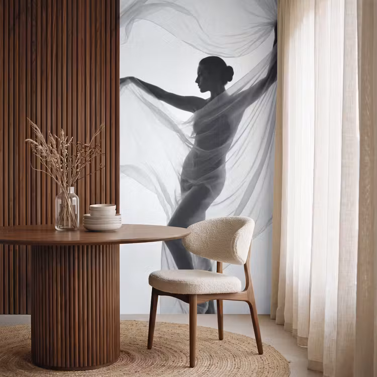 Silhouet - Sluier - Vormen - Zwart - Wit - Sensueel Behang Vlies klein -sfeer1