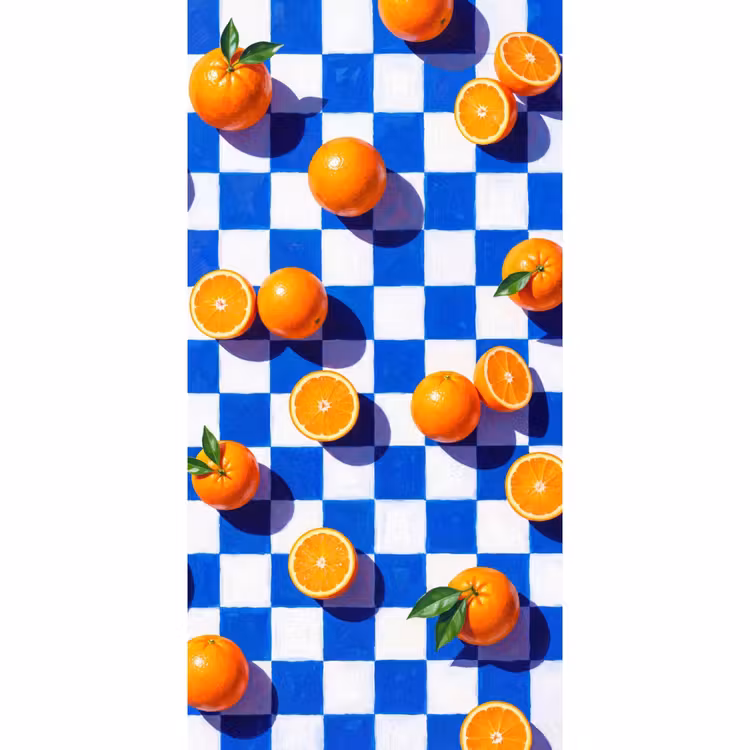 Behang - Sinaasappel - Geruit - Eten - Sinaasappel - Geruit - Eten Behang Vlies klein