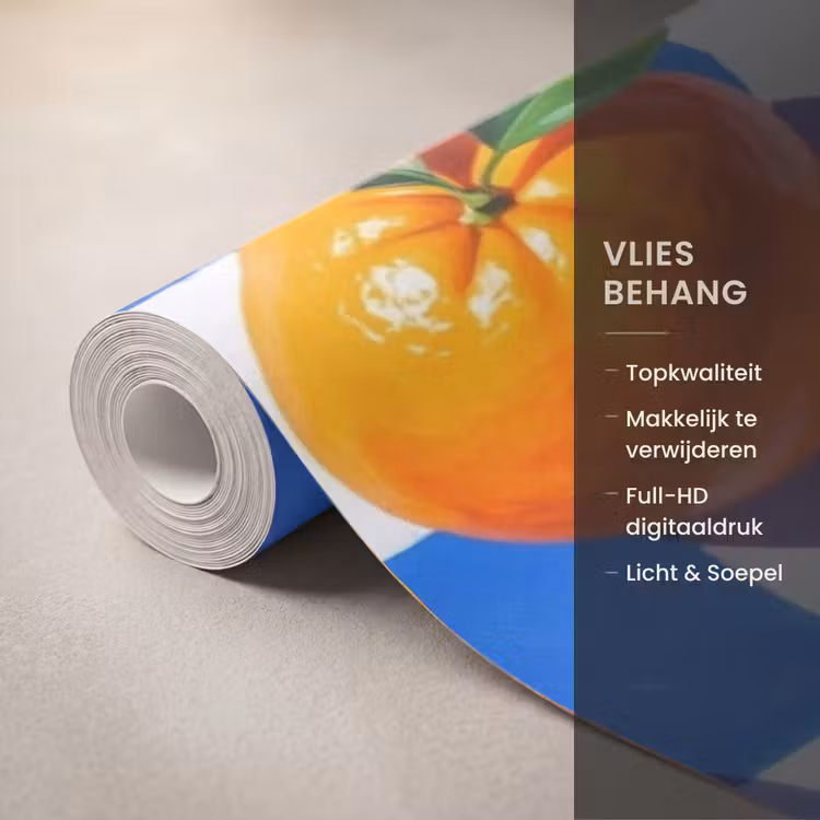 Behang - Sinaasappel - Geruit - Eten - Sinaasappel - Geruit - Eten Behang Vlies klein