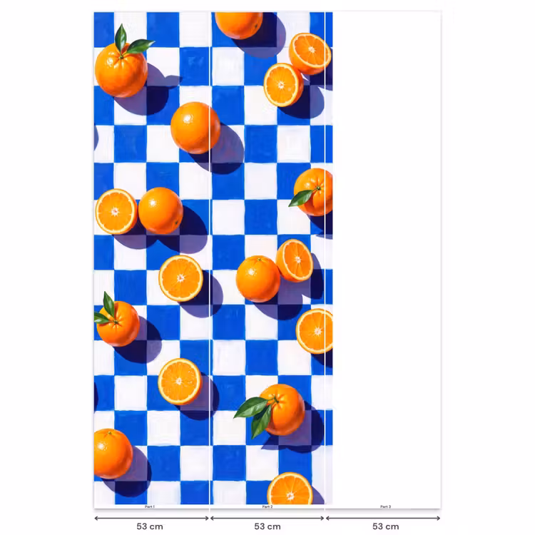 Behang - Sinaasappel - Geruit - Eten - Sinaasappel - Geruit - Eten Behang Vlies klein