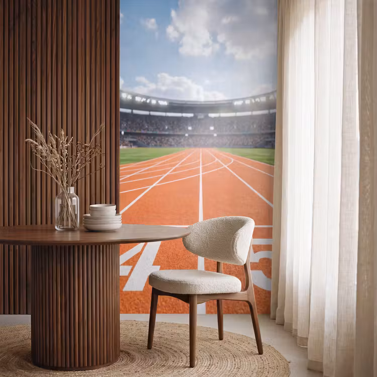 Sintelbaan - Stadion - Sport -Oranje Behang Vlies klein -sfeer1