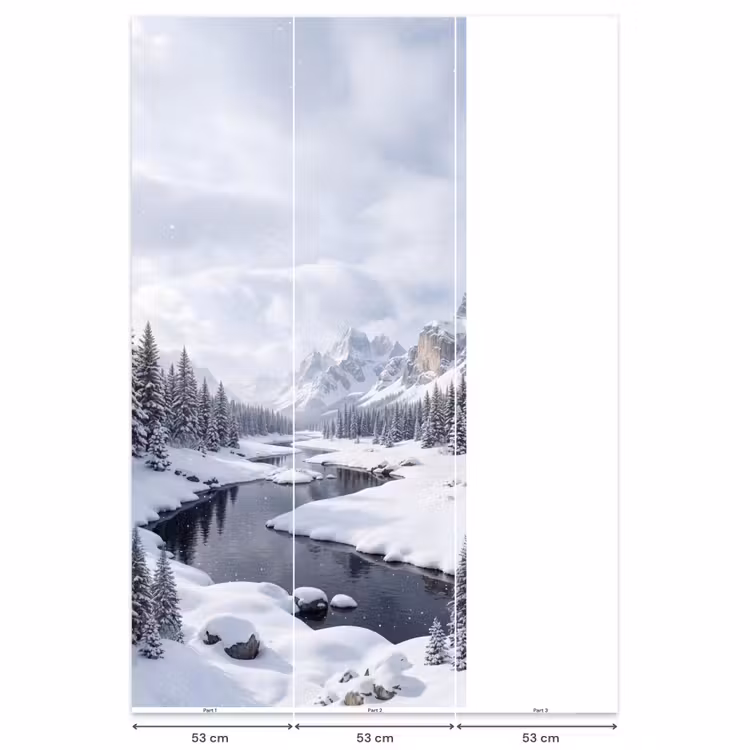 Sneeuwlandschap - Bergen - Rivier - Winter Behang Vlies klein -USP_banen