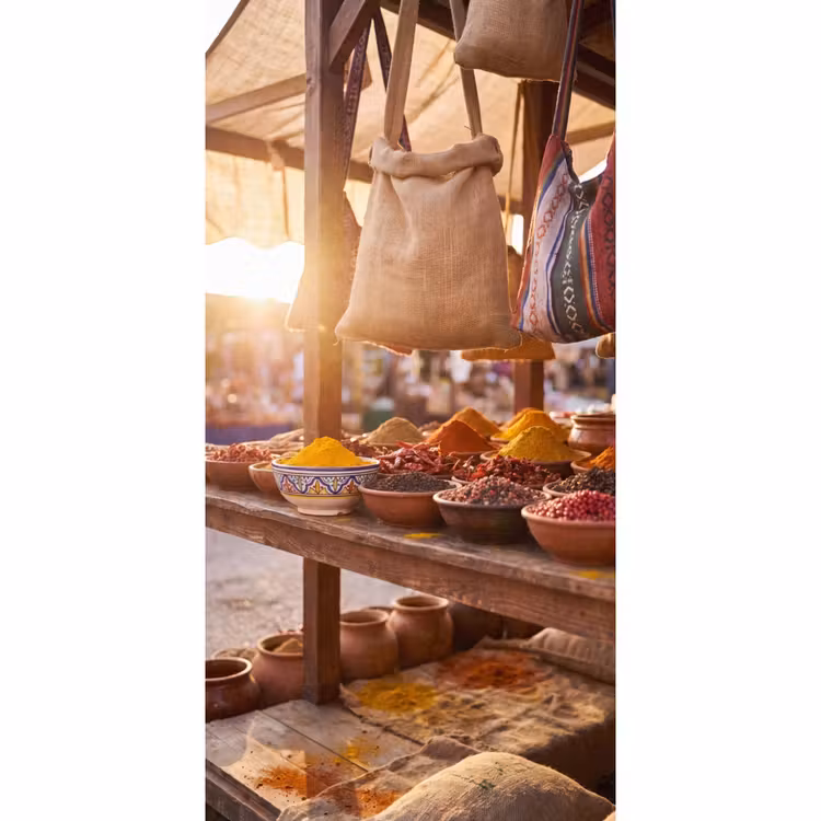 Behang - Specerijen - Markt - Kleurrijk - Specerijen - Markt - Kleurrijk Behang Vlies klein