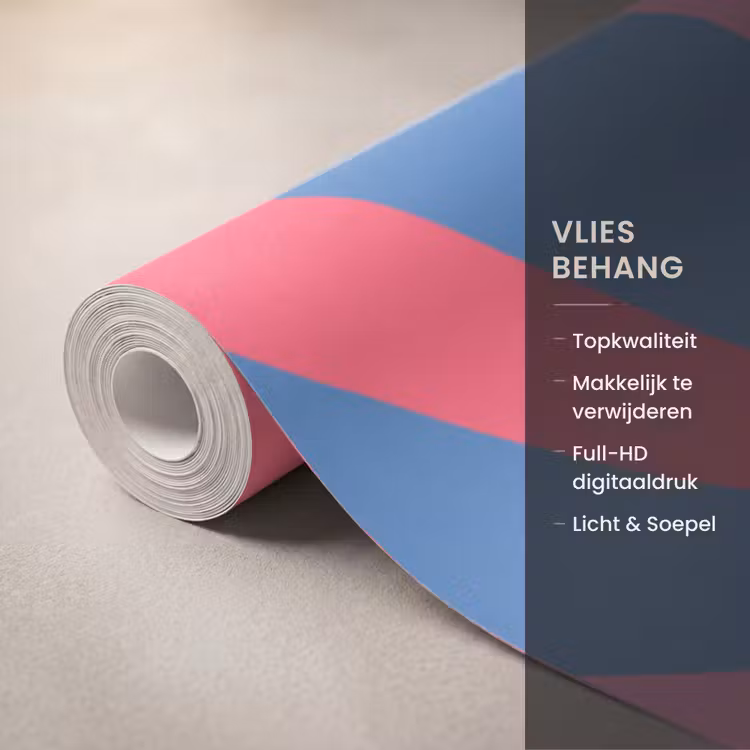 Spreuk - Grafisch - Abstract - Roze - Blauw Behang Vlies klein -USP_closeupNL