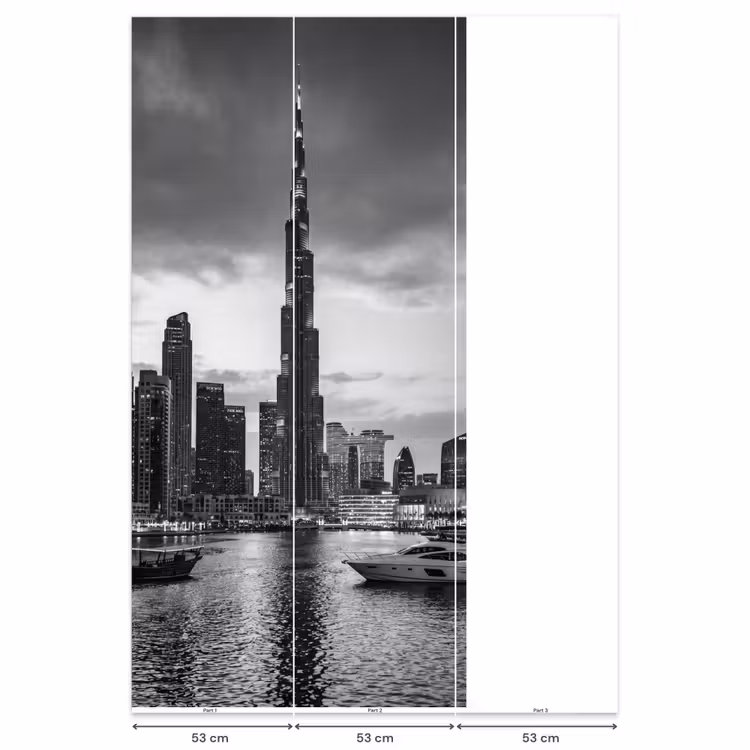 Stad - Skyline - Architectuur - Avond - Zwart-wit Behang Vlies klein -USP_banen
