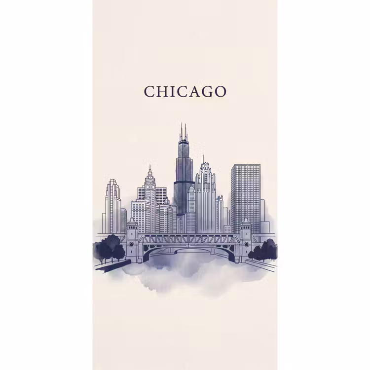 Stad - Skyline - Architectuur - Lijntekening - Blauw Behang Vlies klein -3d_website