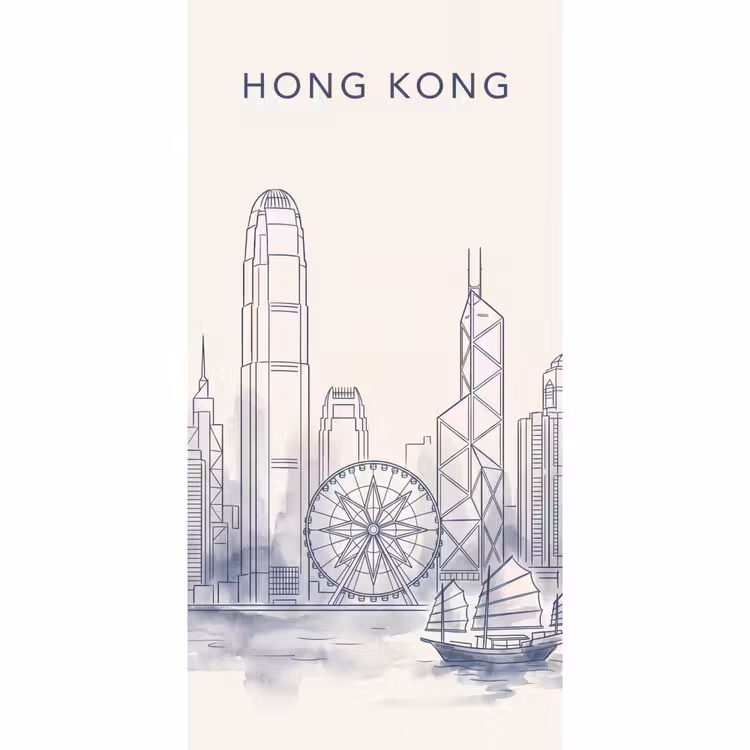Stad - Skyline - Water - Lijntekening - Blauw Behang Vlies klein -3d_website