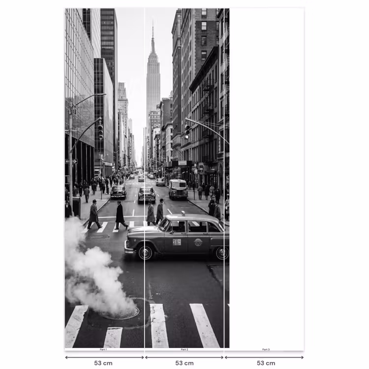 Stad - Straat - Gebouwen - Verkeer - Zwart-wit Behang Vlies klein -USP_banen
