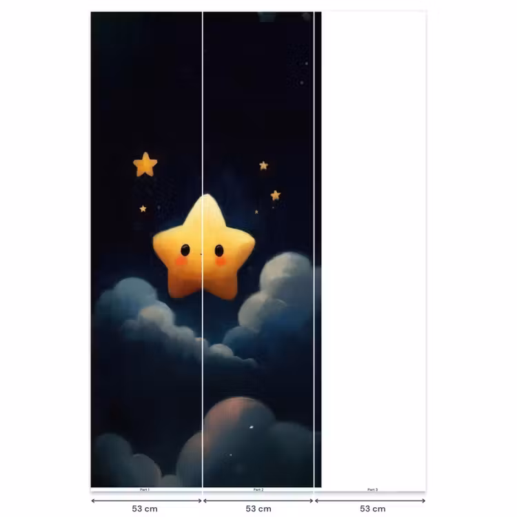 Ster - Gezichtje - Nacht - Wolken Behang Vlies klein -USP_banen