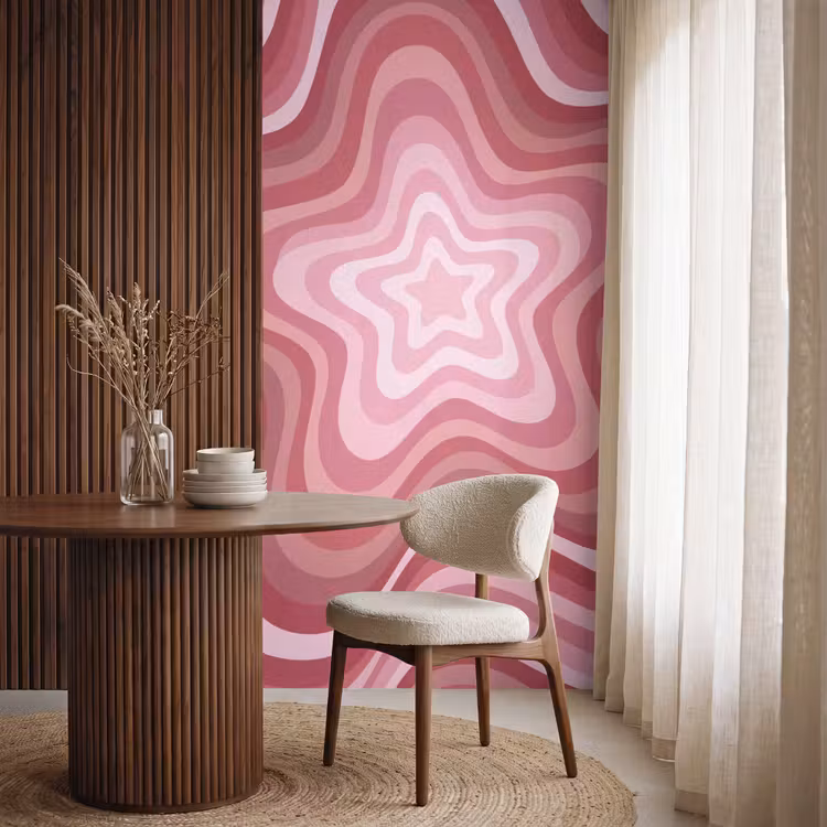 Ster - Golvend - Abstract - Roze Behang Vlies klein -sfeer1