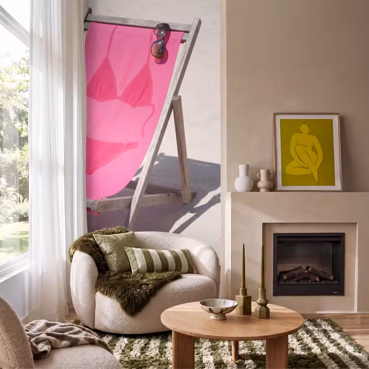 Strand - Ligstoel - Badkleding - Zomer - Roze Behang Vlies klein -sfeer2