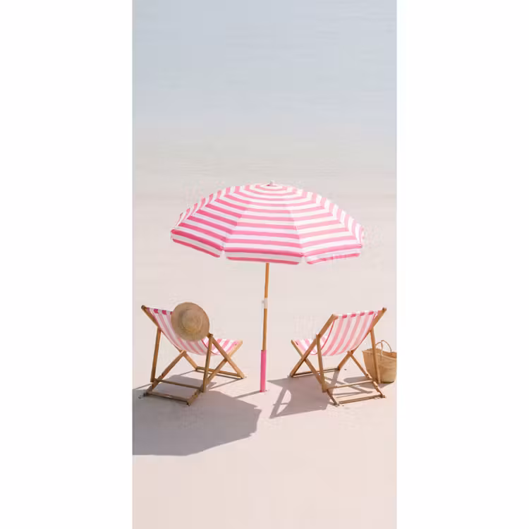 Strand - Parasol - Ligstoel - Zomer - Roze Behang Vlies klein -3d_website