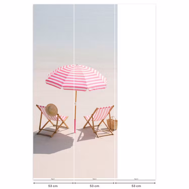 Strand - Parasol - Ligstoel - Zomer - Roze Behang Vlies klein -USP_banen
