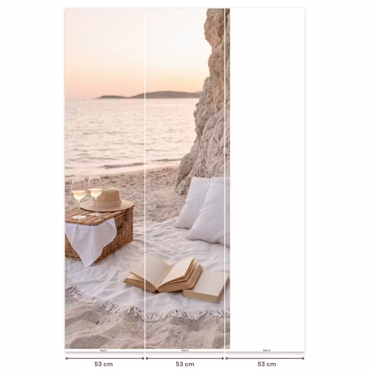Strand - Picknick - Zonsondergang - Zomer - Natuur Behang Vlies klein -USP_banen