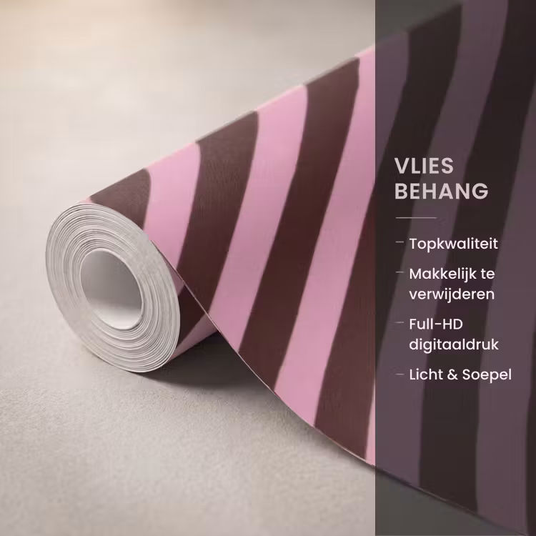 Strepen - Roze - Bruin Behang Vlies klein 1076 -USP_closeupNL