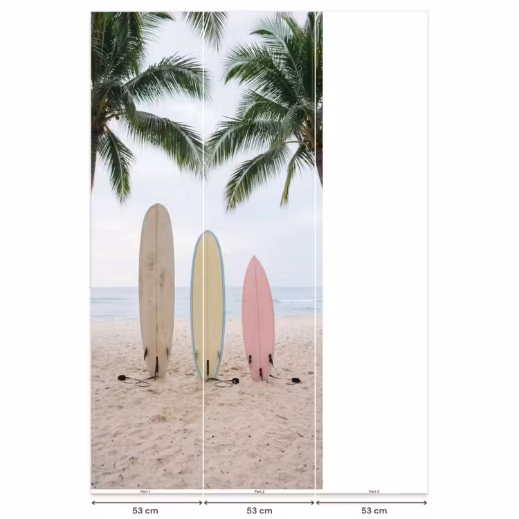 Surfboard - Palmbomen - Kleurrijk Behang Vlies klein -USP_banen