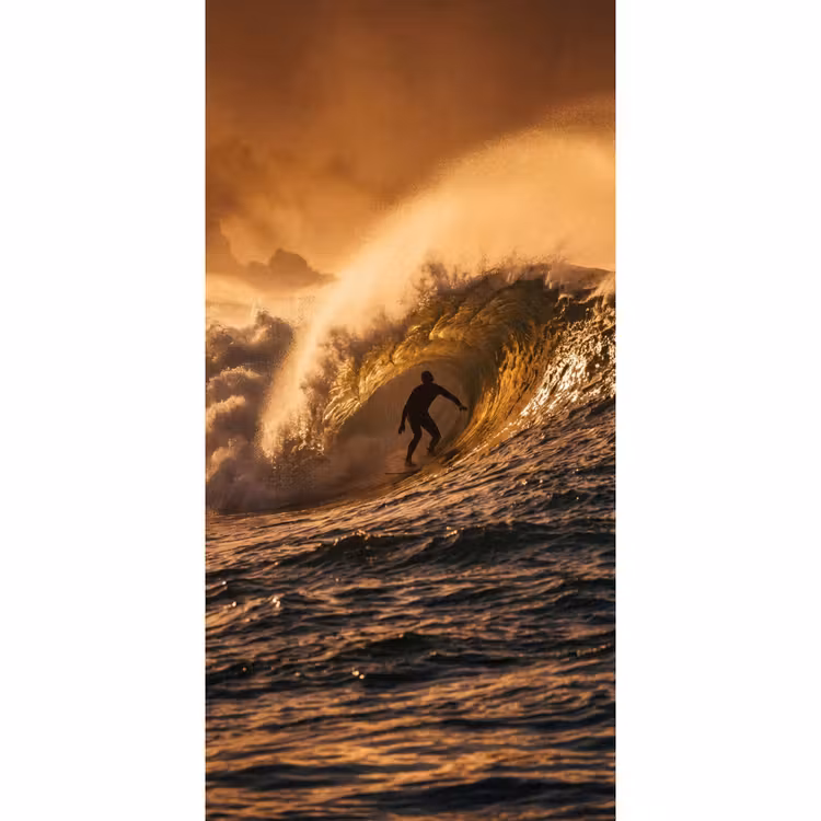 Surfer - Golf - Oceaan - Sport - Oranje Behang Vlies klein -3d_website