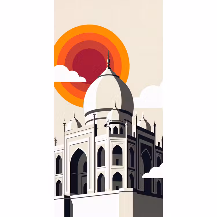Taj Mahal - Zon - Koepel - Architectuur - India - Grafisch Behang Vlies klein -3d_website