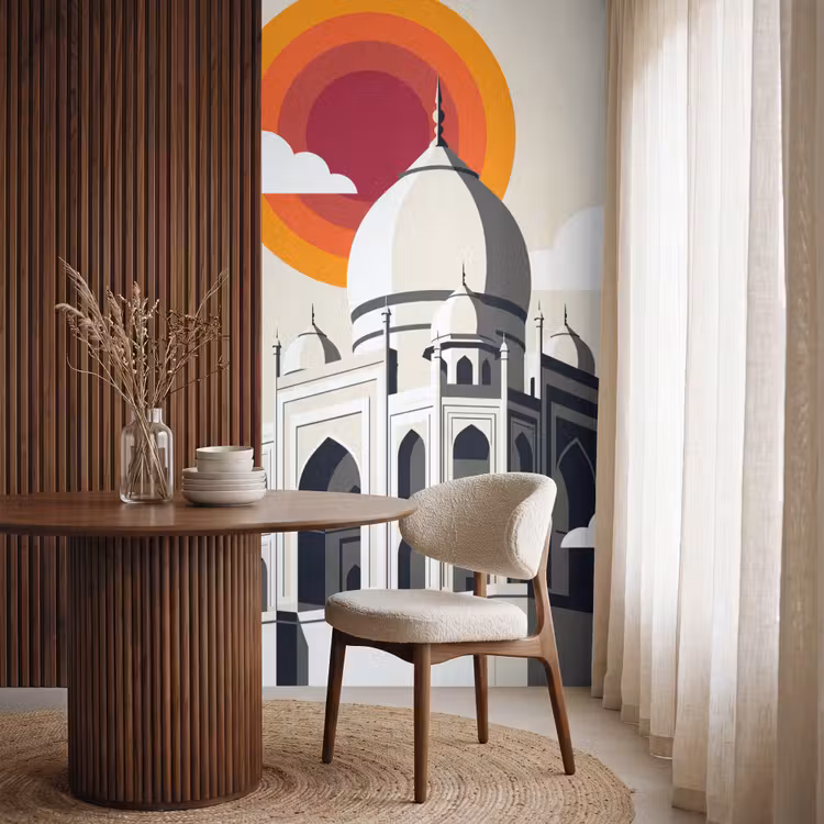 Taj Mahal - Zon - Koepel - Architectuur - India - Grafisch Behang Vlies klein -sfeer1