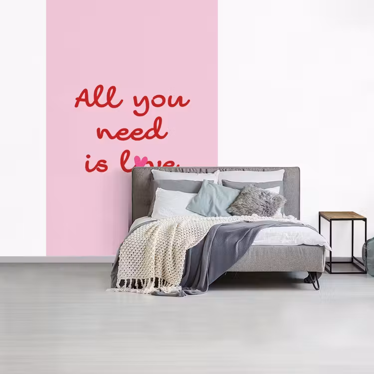 Tekst - Roze - Love - Hart fotobehang vinyl groot -slaapkamer