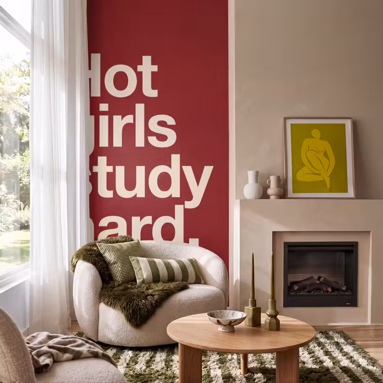 Tekst - Studie - Motivatie - Modern - Rood Behang Vlies klein -sfeer2