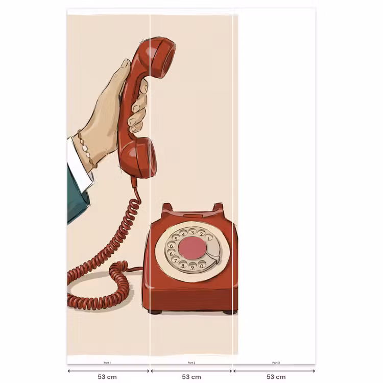 Telefoon - Hand - Vintage - Communicatie - Rood Behang Vlies klein -USP_banen