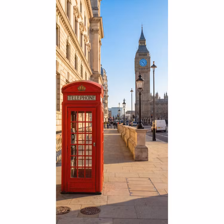 Telefooncel - Rood - Londen - Stad - Architectuur Behang Vlies klein -3d_website