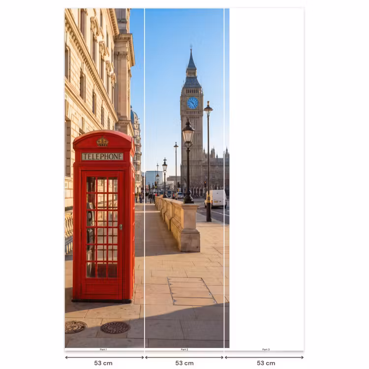 Telefooncel - Rood - Londen - Stad - Architectuur Behang Vlies klein -USP_banen