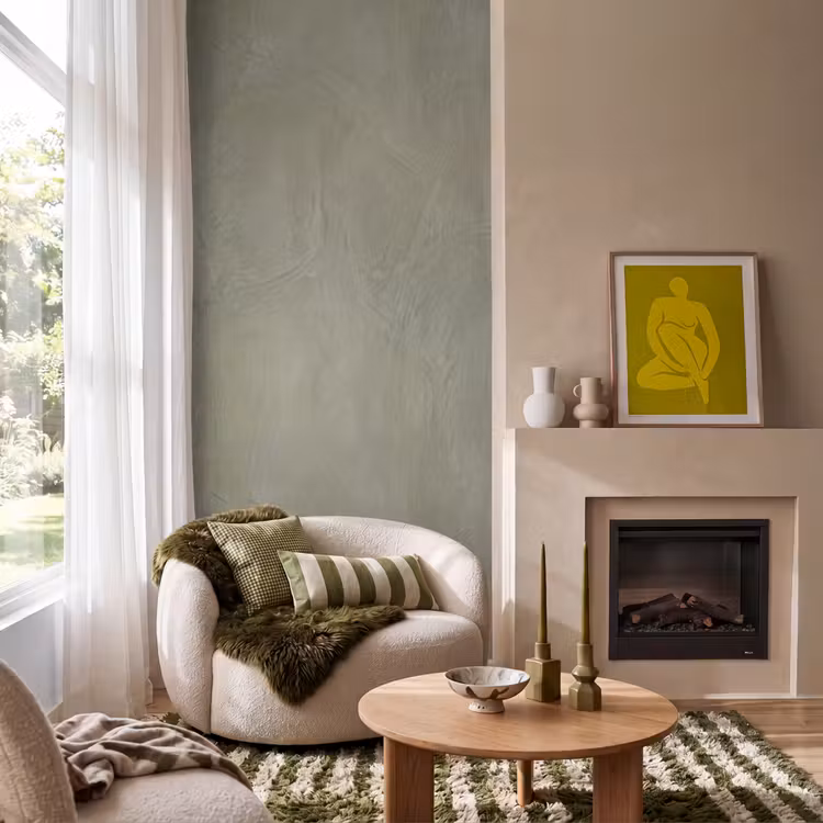 Textuur - Betonlook - Achtergrond - Modern - Groen Behang Vlies klein -sfeer2