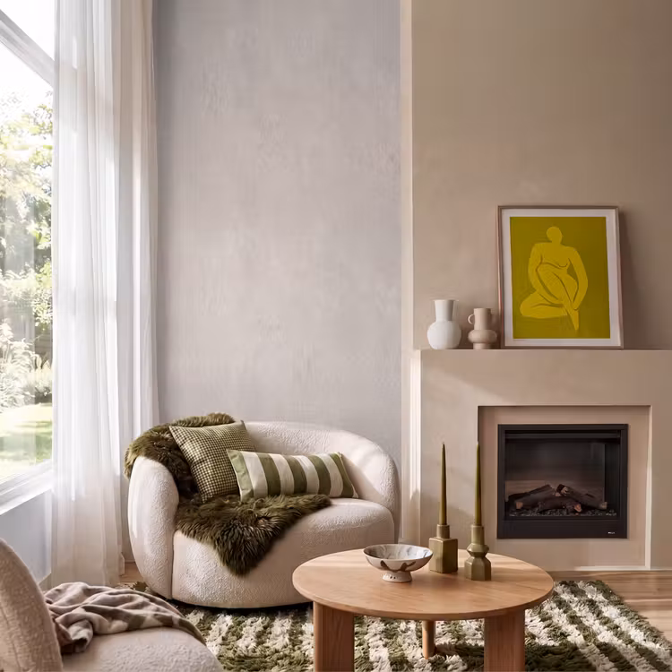 Textuur - Effen - Abstract - Beige Behang Vlies klein -sfeer2