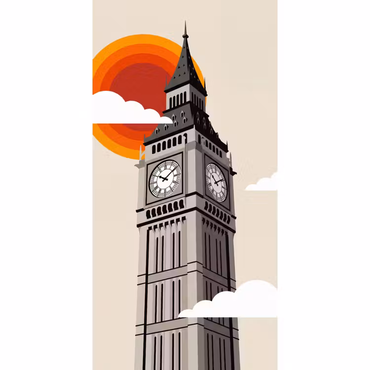 Toren - Klok - Londen - Architectuur - Retro Behang Vlies klein -3d_website