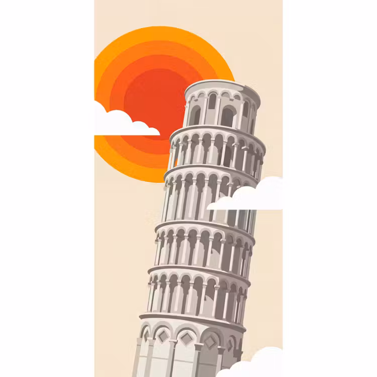 Toren - Pisa - Architectuur - Minimalistisch - Beige Behang Vlies klein -3d_website