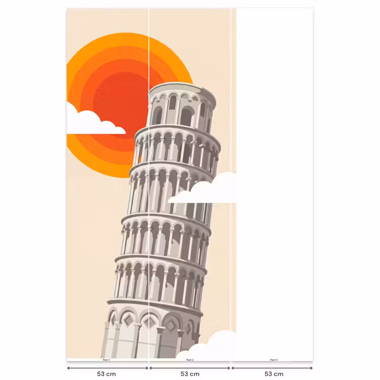 Toren - Pisa - Architectuur - Minimalistisch - Beige Behang Vlies klein -USP_banen