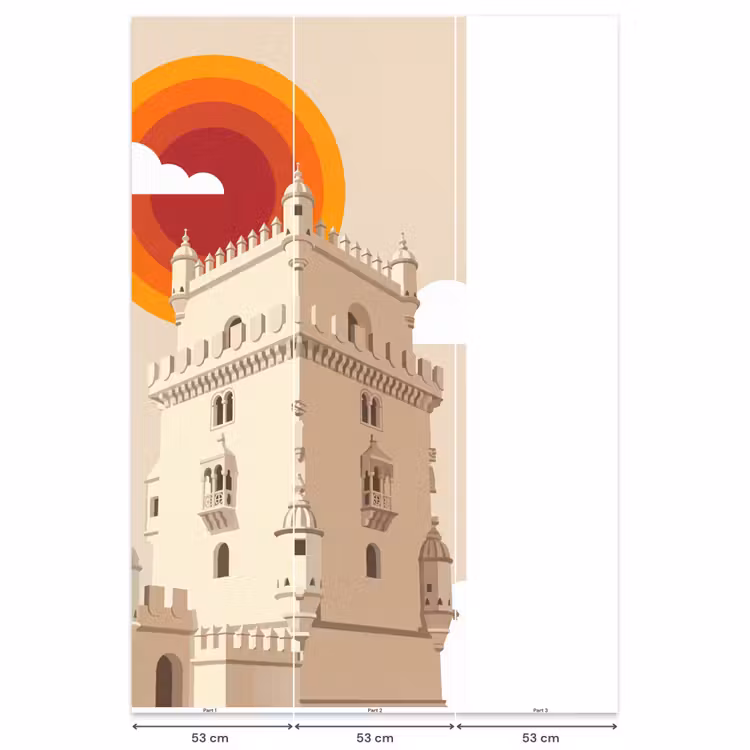 Toren - Rivier - Architectuur - Modern - Oranje Behang Vlies klein -USP_banen