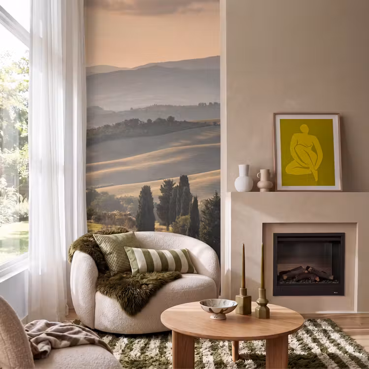 Toscaans - Landschap - Heuvels Behang Vlies klein -sfeer2